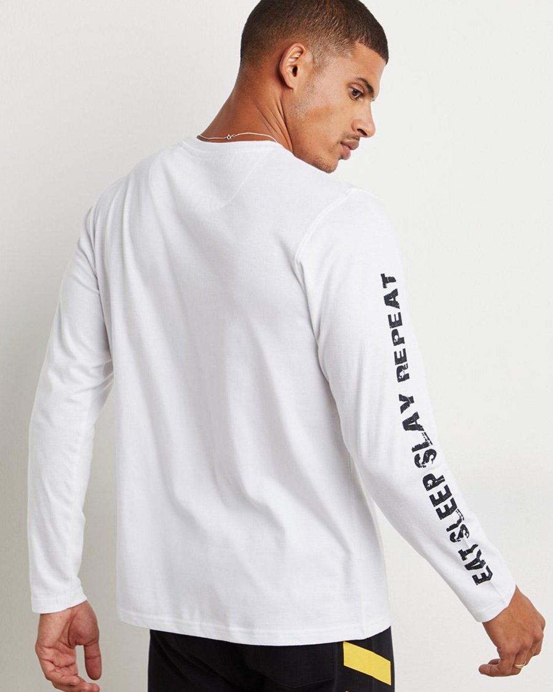 Shop Men's White Typography T-shirt-Back