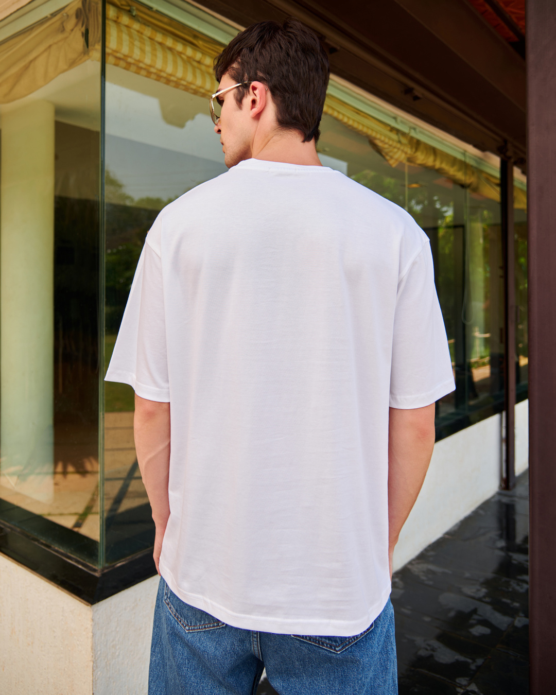 Shop Men's White Vengeance Typography Oversized T-shirt-Back