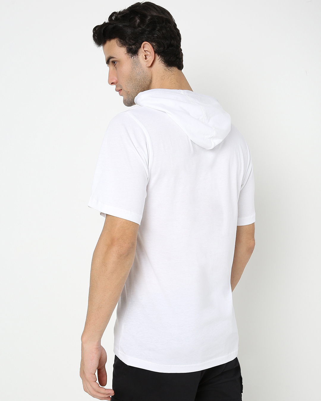 Shop Men's White Wander Geometry Graphic Printed Oversized Hoodie T-shirt-Back