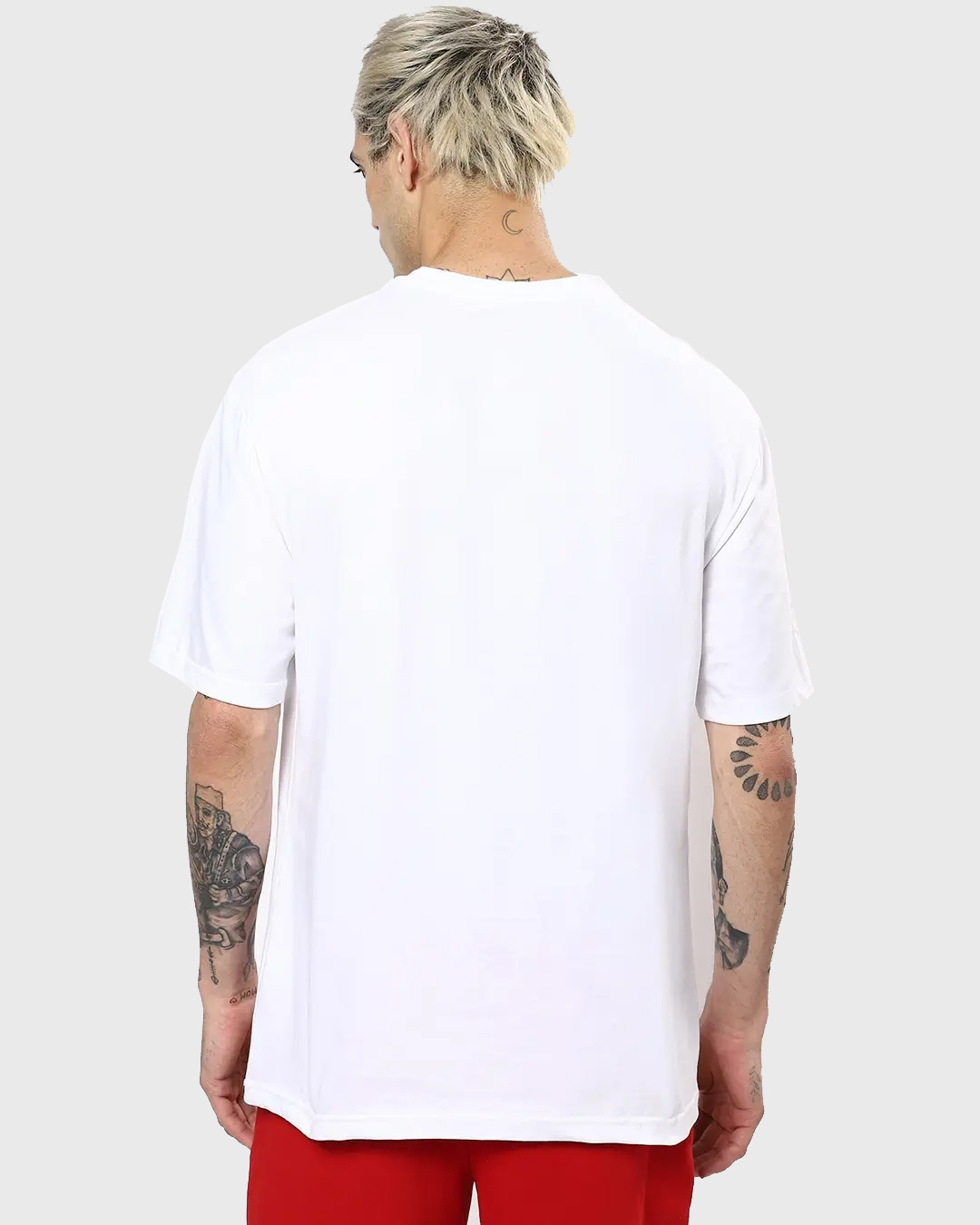 Shop Men's White Wander Geometry Graphic Printed Oversized T-shirt-Back