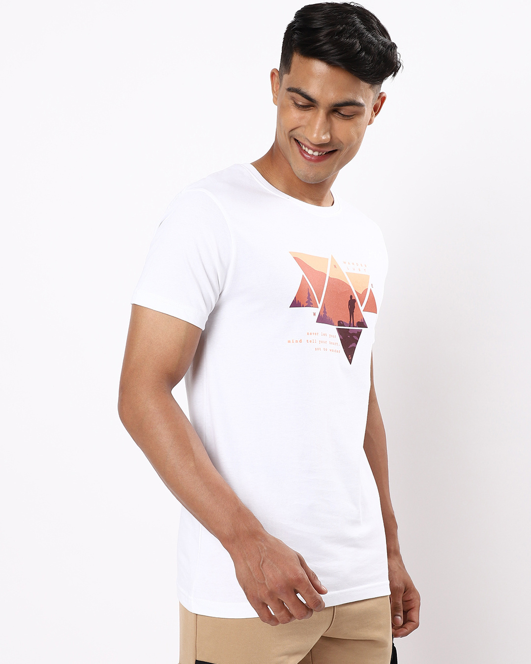 Shop Men's White Wander Geometry T-shirt-Back