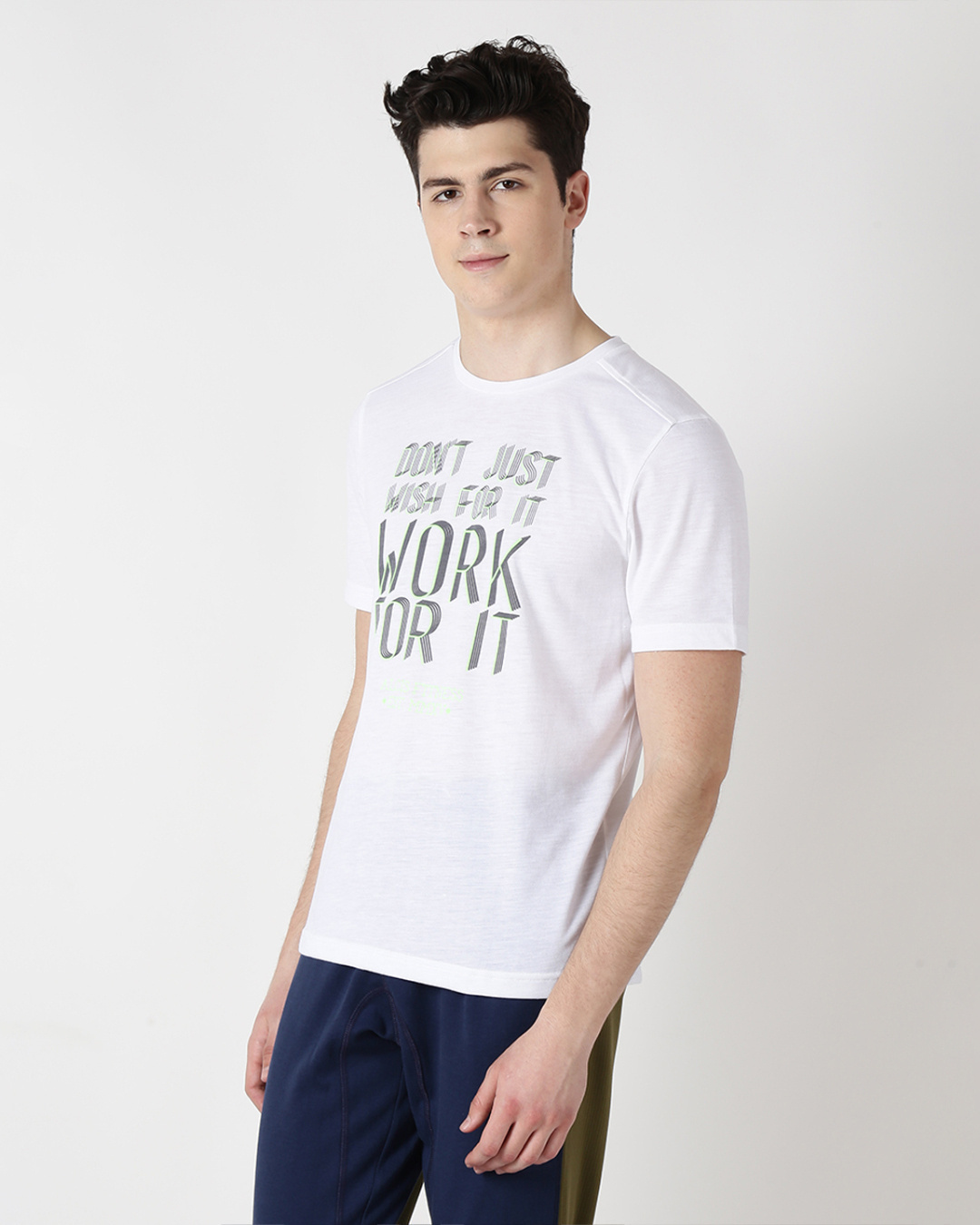 Shop Men's White Work for It Typography Slim Fit T-shirt-Back