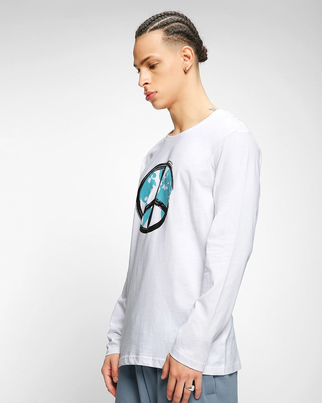 Shop Men's White World Peace Graphic Printed T-shirt-Back