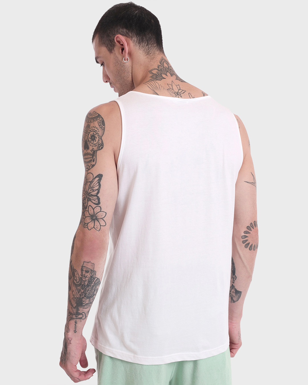 Shop Men's White World Peace Graphic Printed Vest-Back