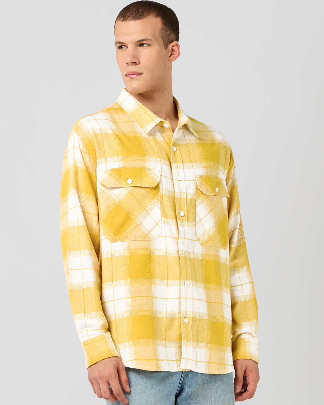 Shop Men's Yellow & White Checked Oversized Shirt-Back