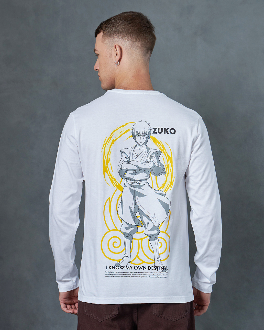 Shop Men's White Zuko Graphic Printed T-shirt-Back