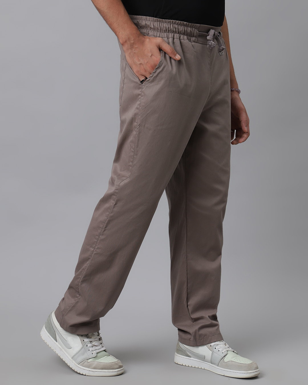 Shop Men's Wind Grey Loose Comfort Fit Pants-Back