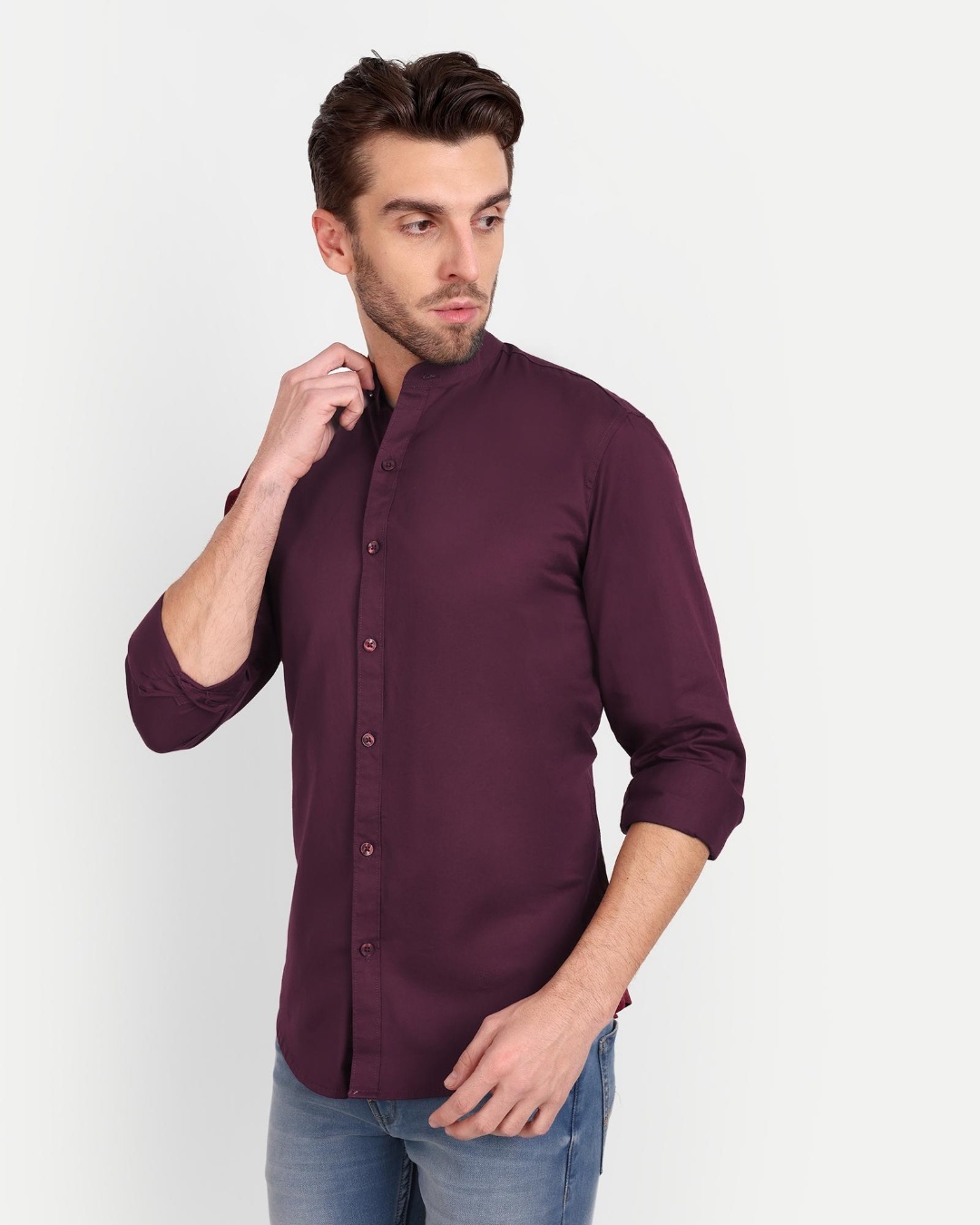 Shop Men's Wine Slim Fit Shirt-Back