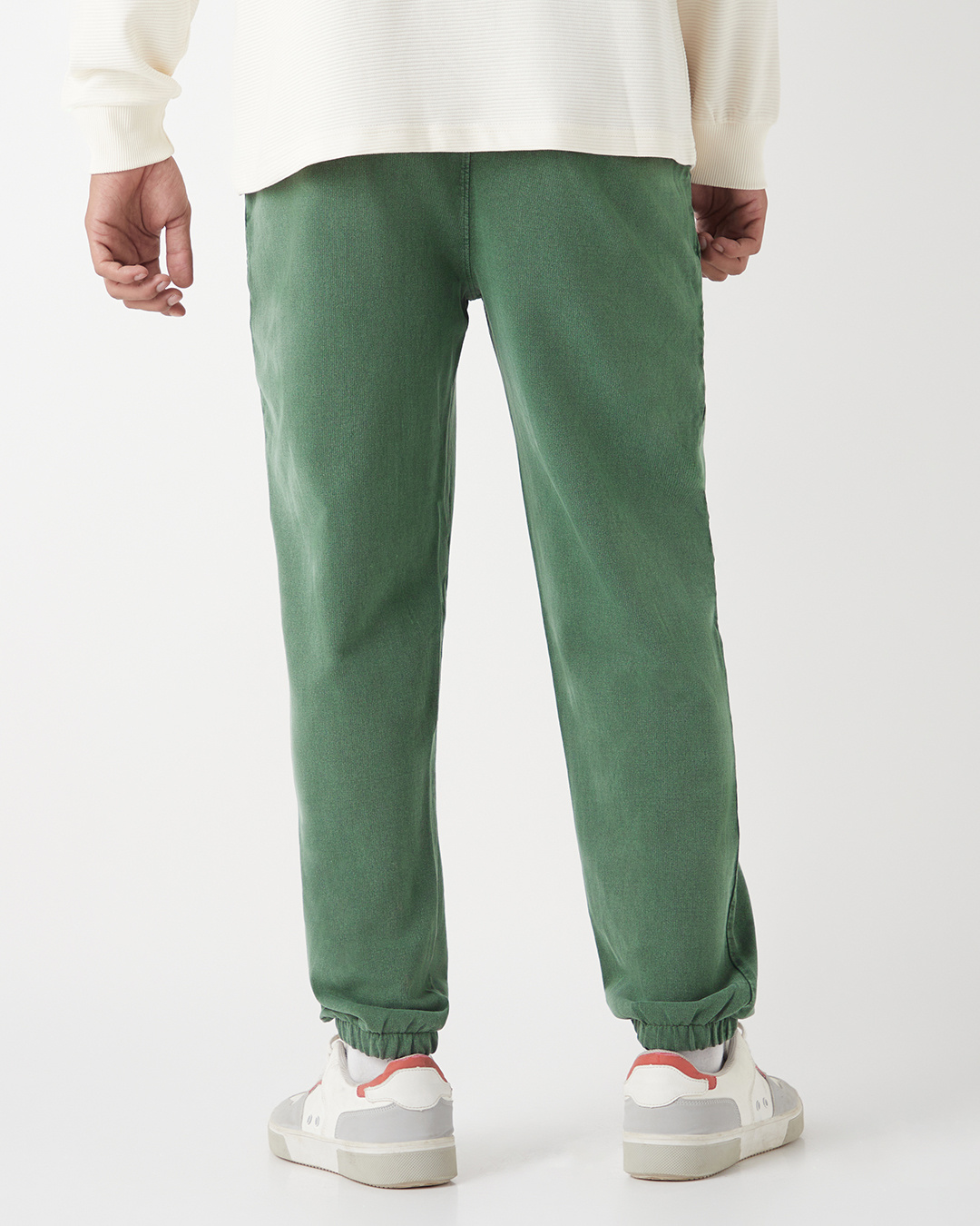 Shop Men's Winter Moss Green Oversized Acid Wash Joggers-Back