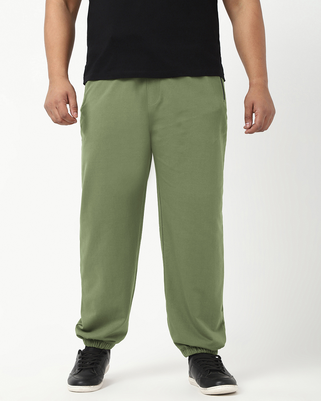 Shop Men's Winter Moss Green Oversized Plus Size Joggers-Back