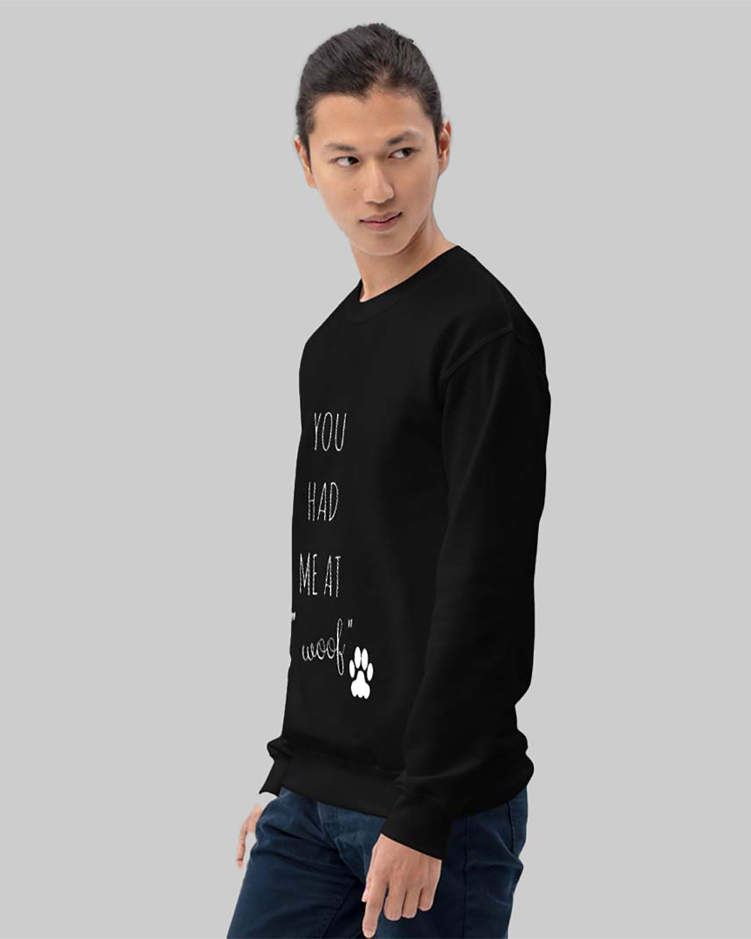 Shop Men's Black Woof Doggy lovers Printed Regular Fit Sweatshirt-Back