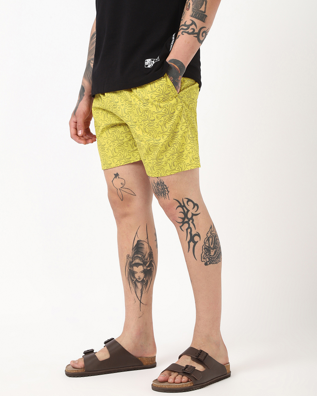 Shop Men's Yellow All Over Printed Boxers-Back
