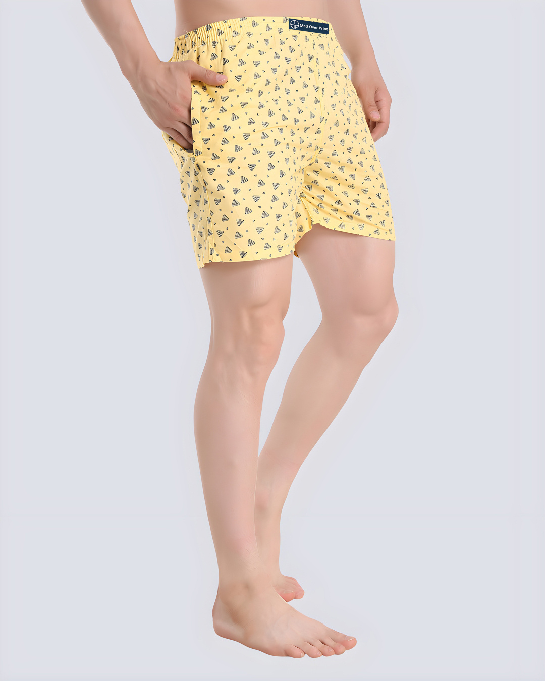 Shop Men's Yellow All Over Printed Cotton Boxers-Back