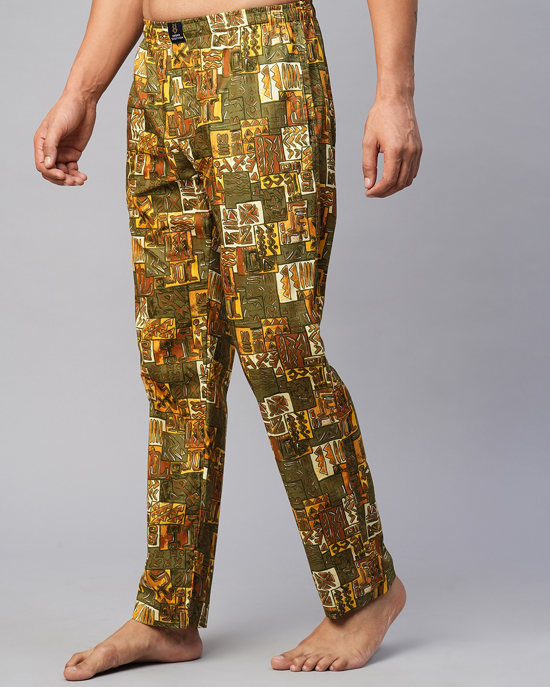 Shop Men's Yellow & Green All Over Printed Pyjamas-Back