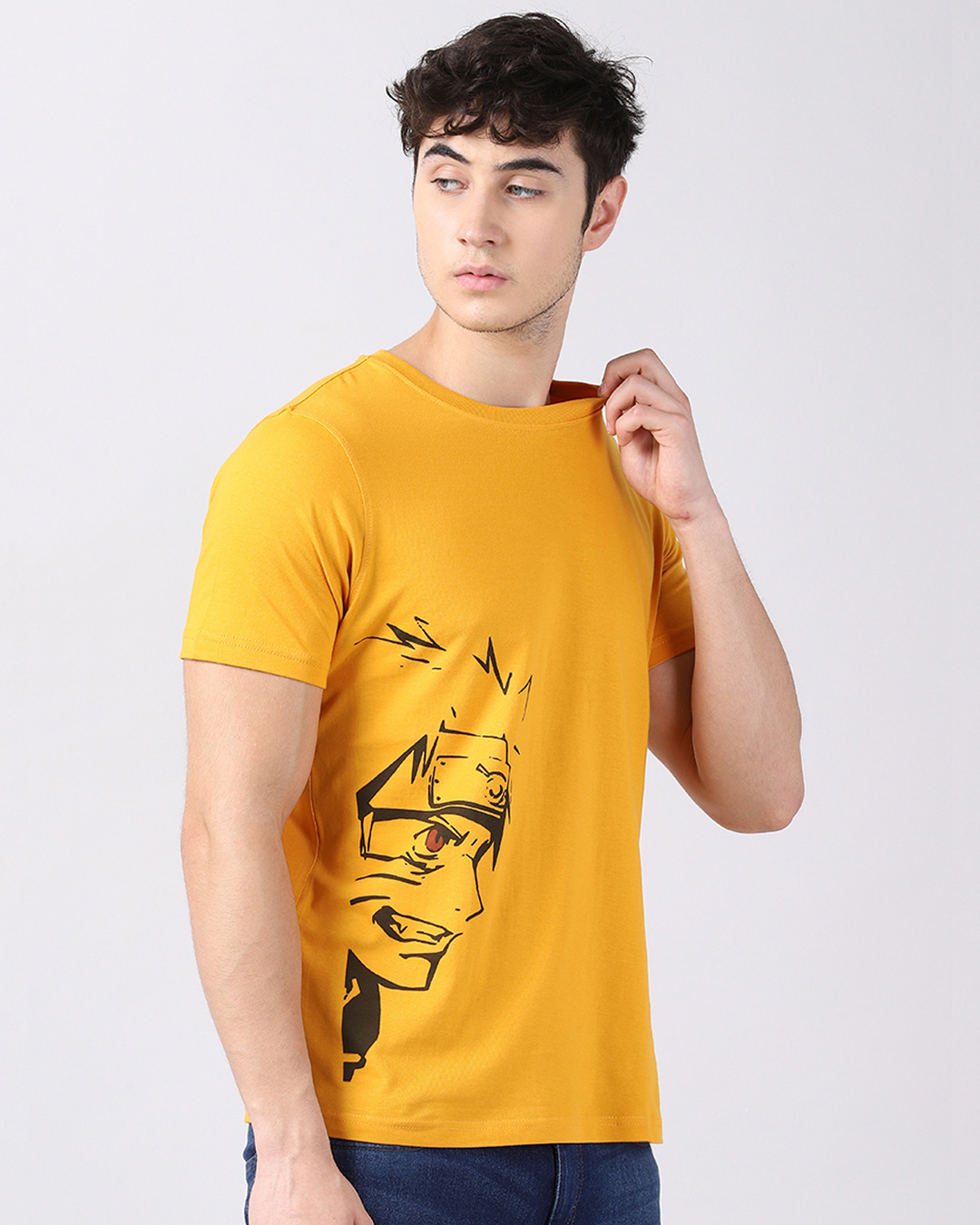Shop Men's Yellow Anime Naruto Uzumaki Graphic Printed T-shirt-Back