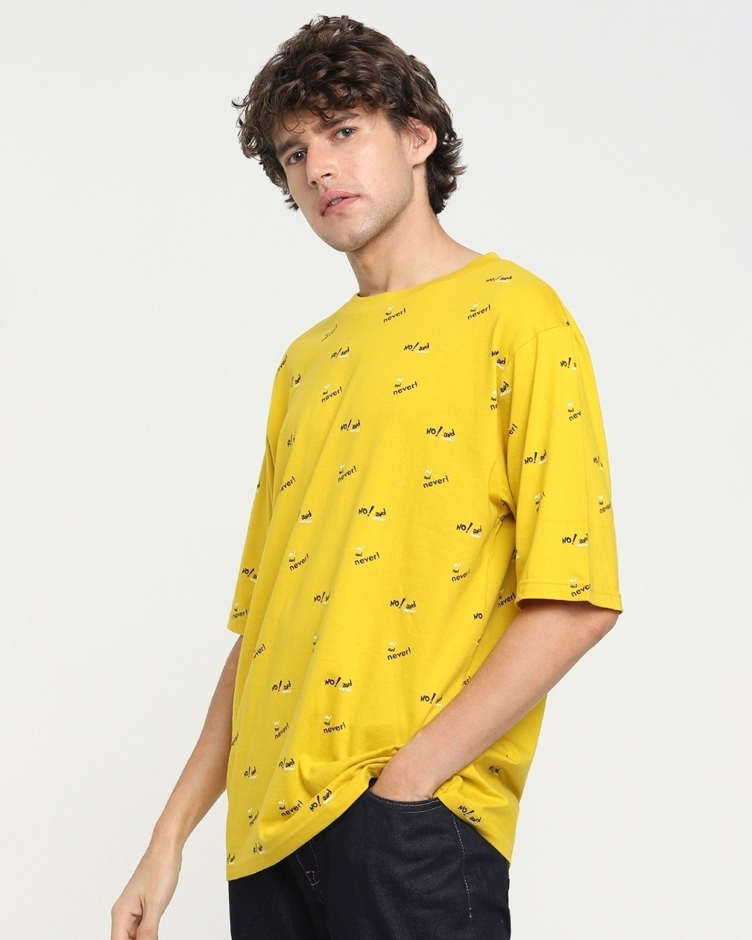 Shop Men's Yellow AOP Oversized T-shirt-Back