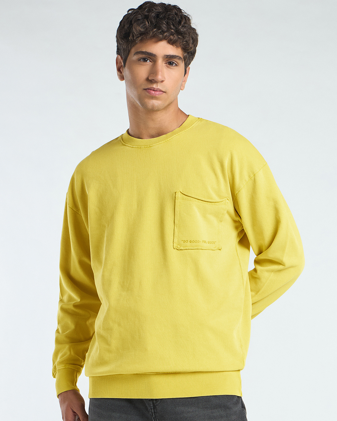 Shop Men's Green Sheen Applique Oversized Acid Wash Sweatshirt-Back