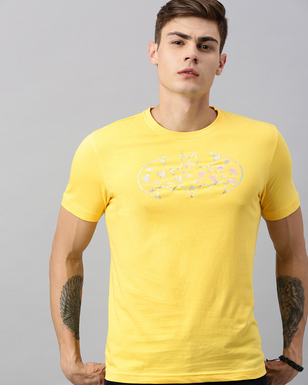 Buy Men's Yellow Batman Printed Rogue T-shirt Online at Bewakoof