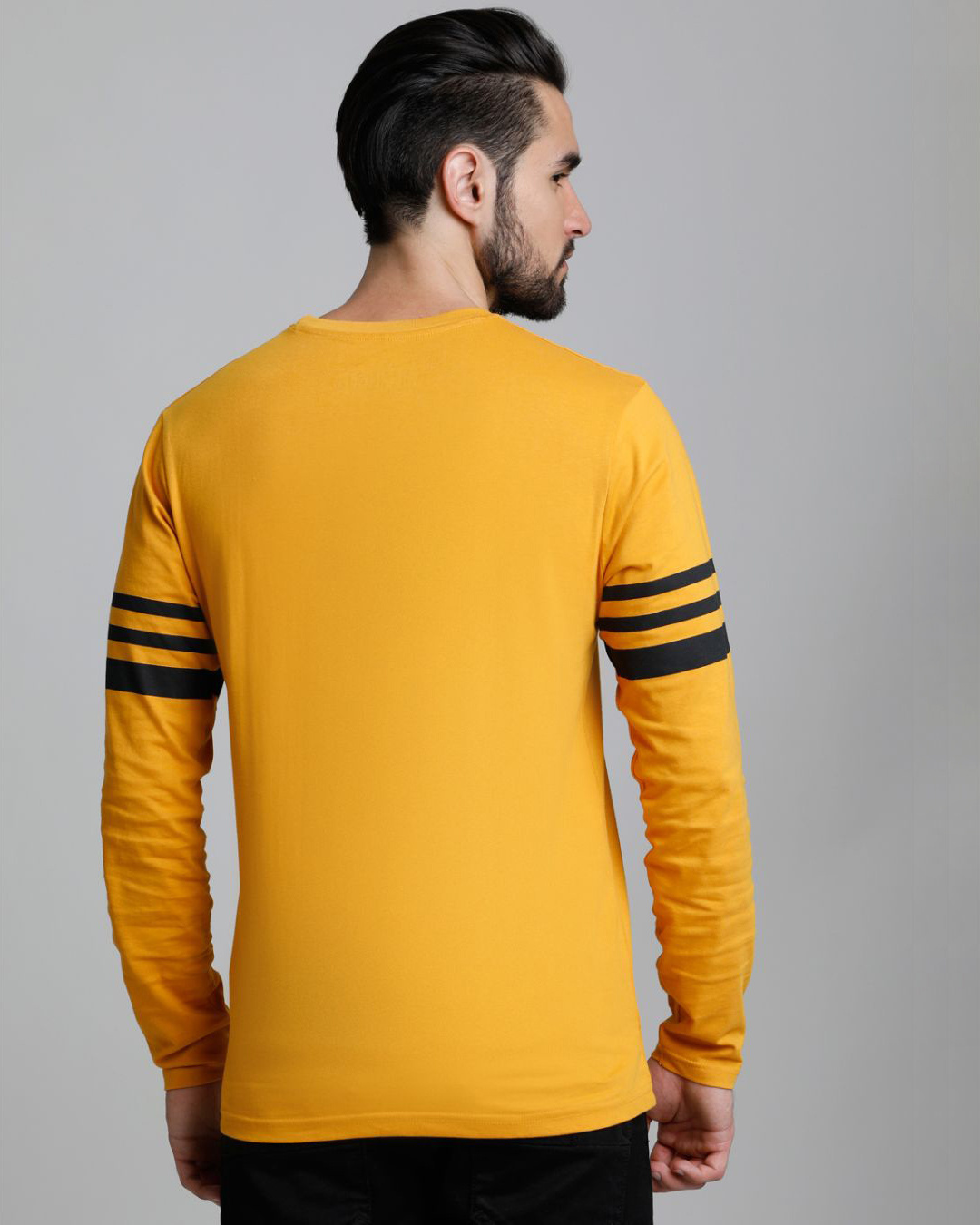 Shop Men's Yellow & Black Graphic Print T-shirt-Back