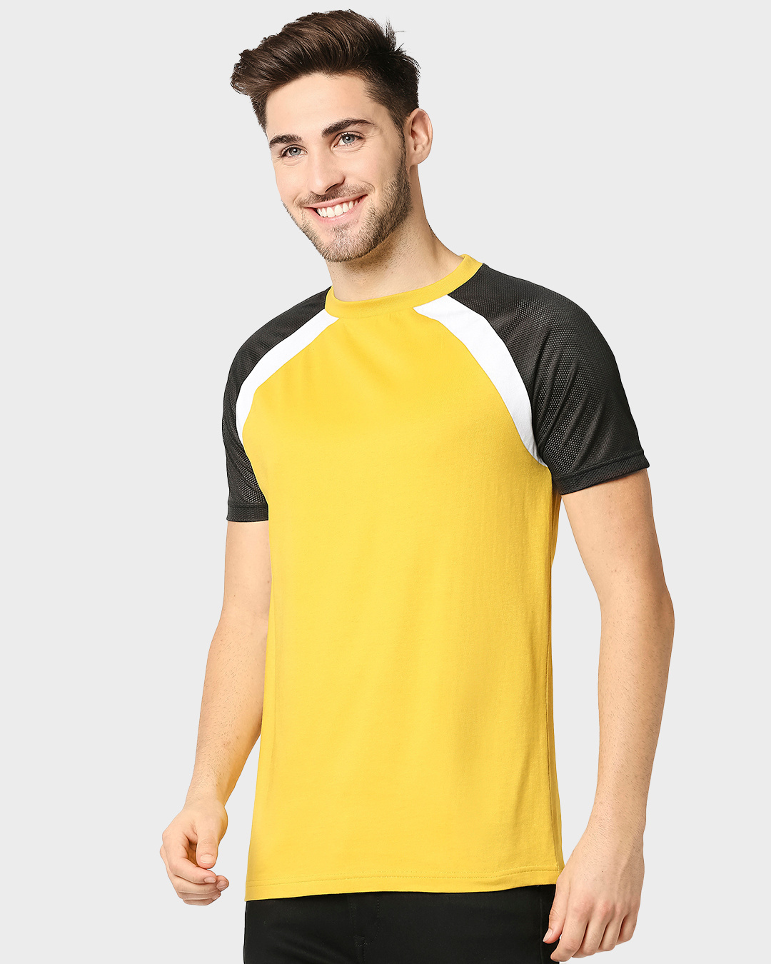 Shop Men's Yellow & Black Raglan T-shirt-Back