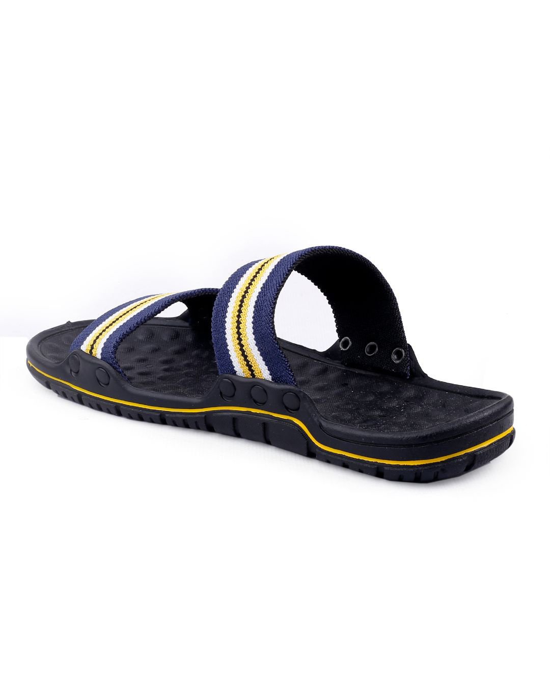 Shop Men's Yellow & Blue Striped Slippers-Back