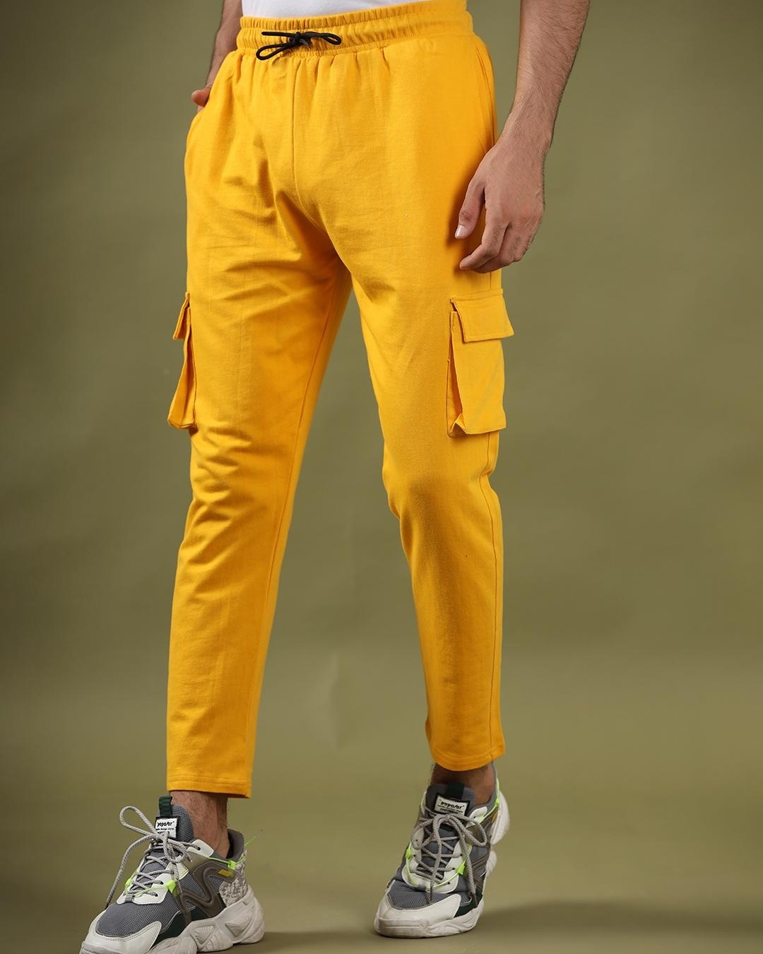 Shop Men's Yellow Cargos-Back