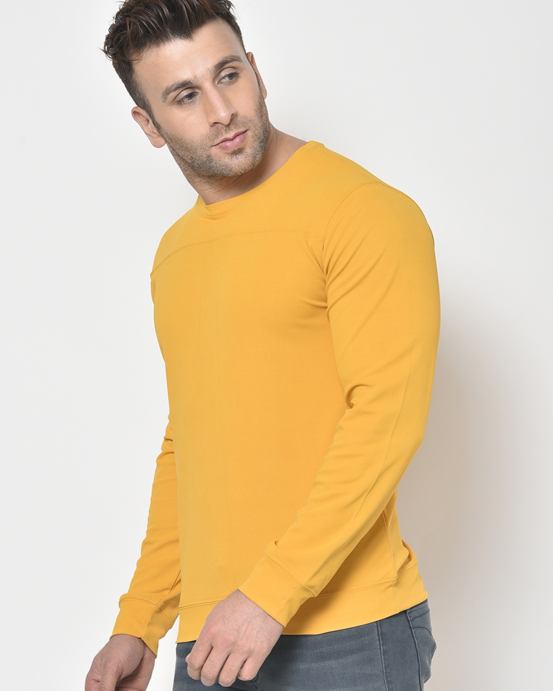 Shop Men's Yellow Casual T-shirt-Back