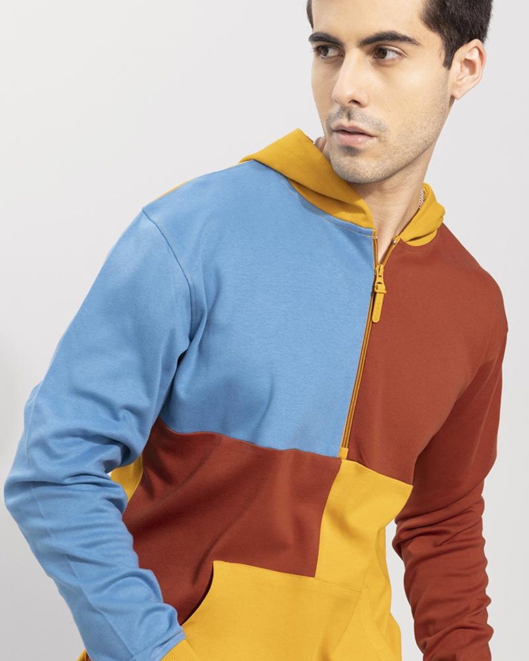 Buy Mens Yellow Color Block Hoodie For Men Yellow Online At Bewakoof 