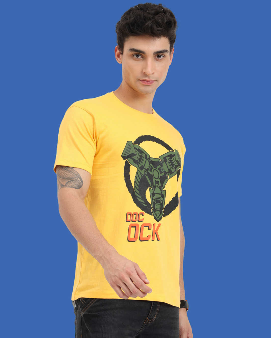 Shop Men's Yellow Doc Ock Graphic Printed T-shirt-Back