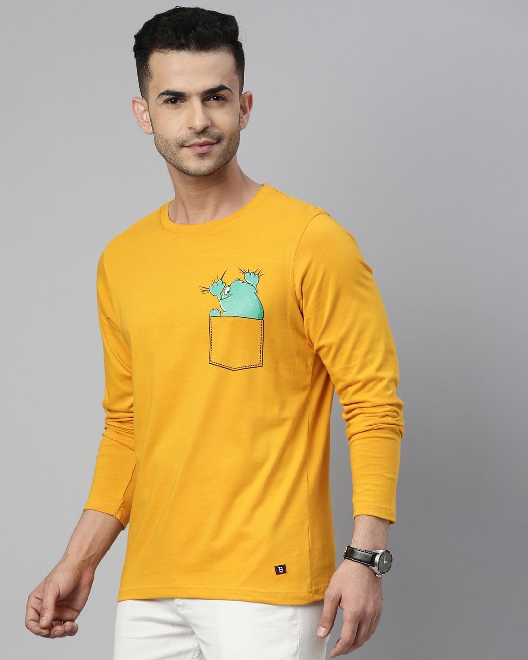 Shop Men's Yellow Dragon Pocket Graphic Printed T-shirt-Back