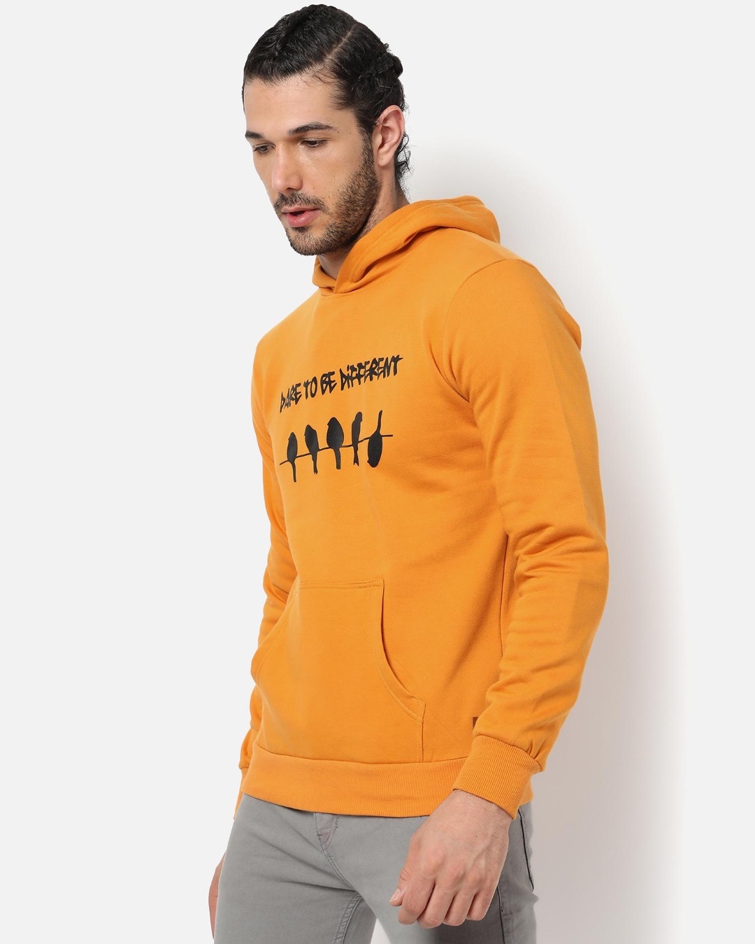 Buy Men's Yellow Graphic Printed Hooded Sweatshirt Online at Bewakoof
