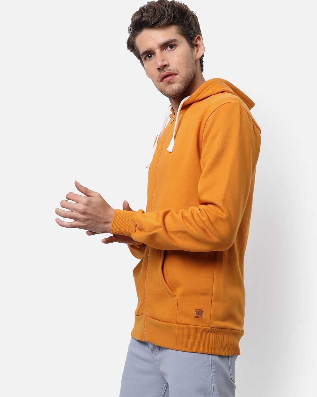 Shop Men's Yellow Hooded Sweatshirt-Back
