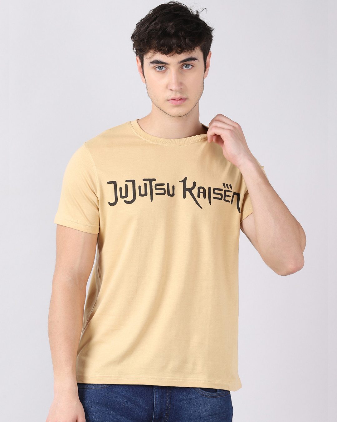 Buy Men's Yellow Anime Jujutsu Kaisen Typography T-shirt Online at Bewakoof