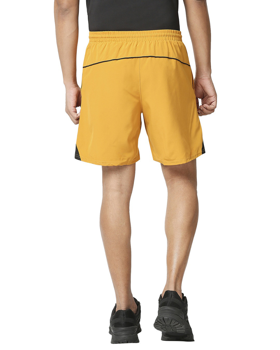 Shop Men's Yellow Knee Striped Casual Shorts-Back