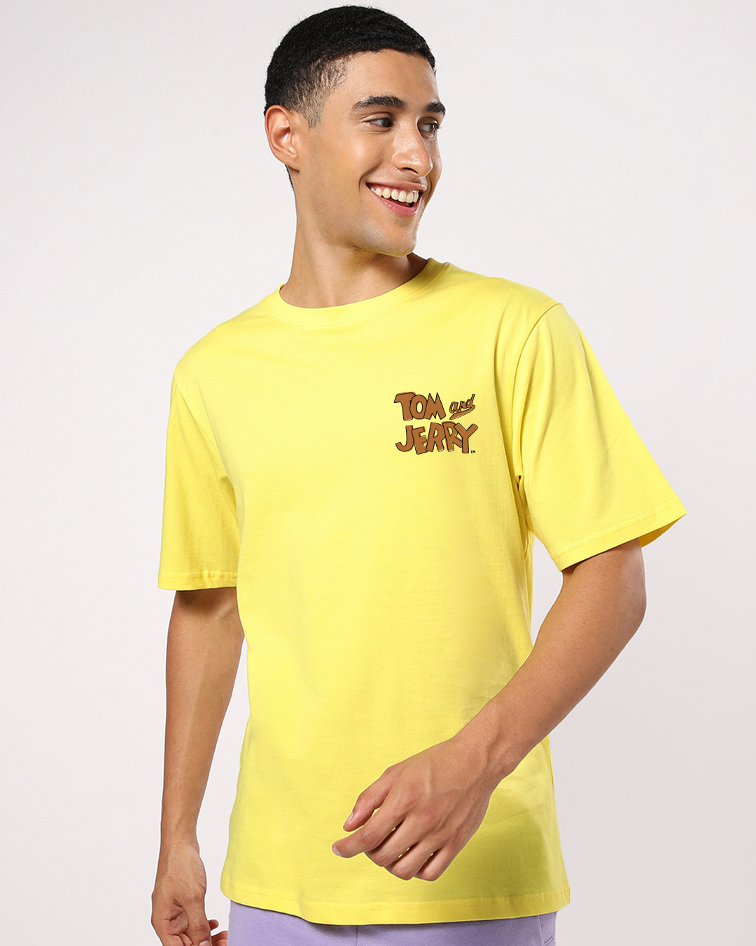 Shop Men's Yellow Mighty Jerry Graphic Printed Oversized T-shirt-Back