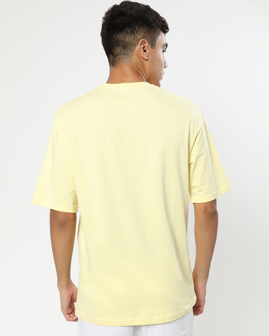 Shop Men's Yellow Mood Loading Graphic Printed Oversized Fit T-shirt-Back