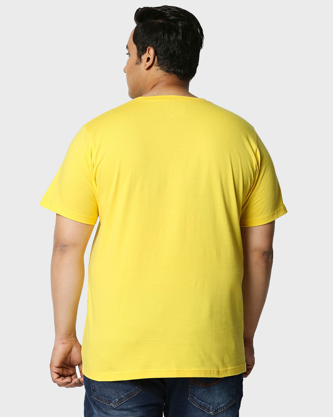 Shop Men's Yellow Never Give Up Typography Plus Size T-shirt-Back