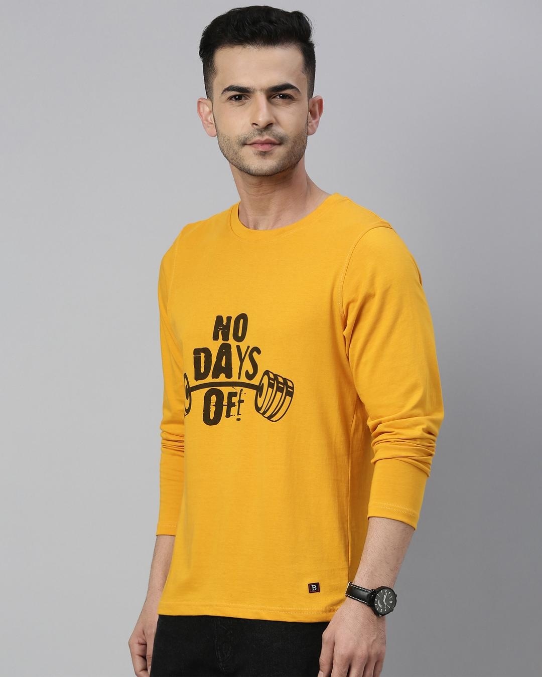 Shop Men's Yellow No Day Off Graphic Printed T-shirt-Back