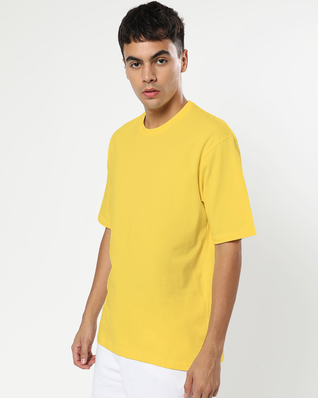 Shop Men's Yellow Oversized Fit T-shirt-Back