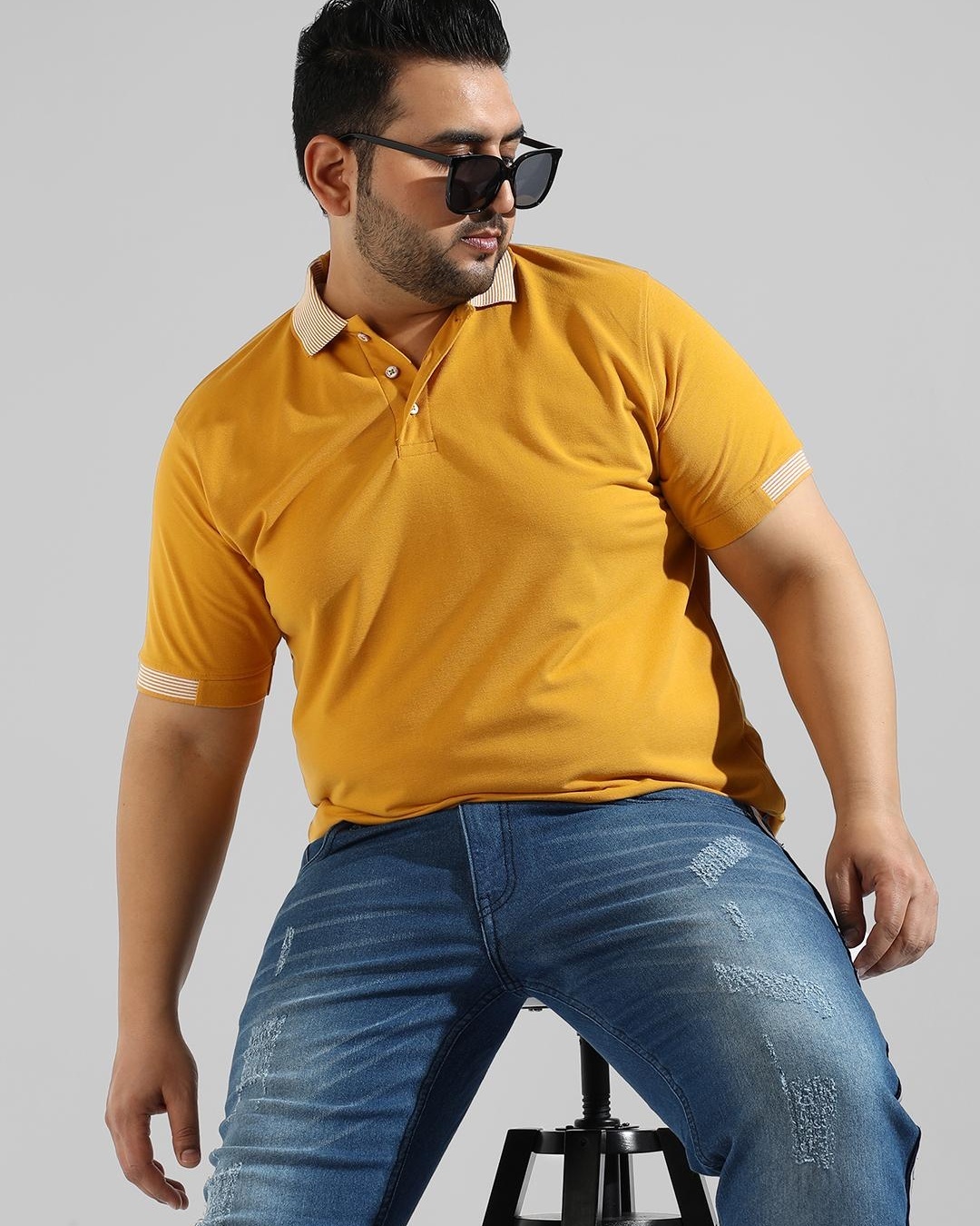 Shop Men's Yellow Plus Size T-shirt-Back
