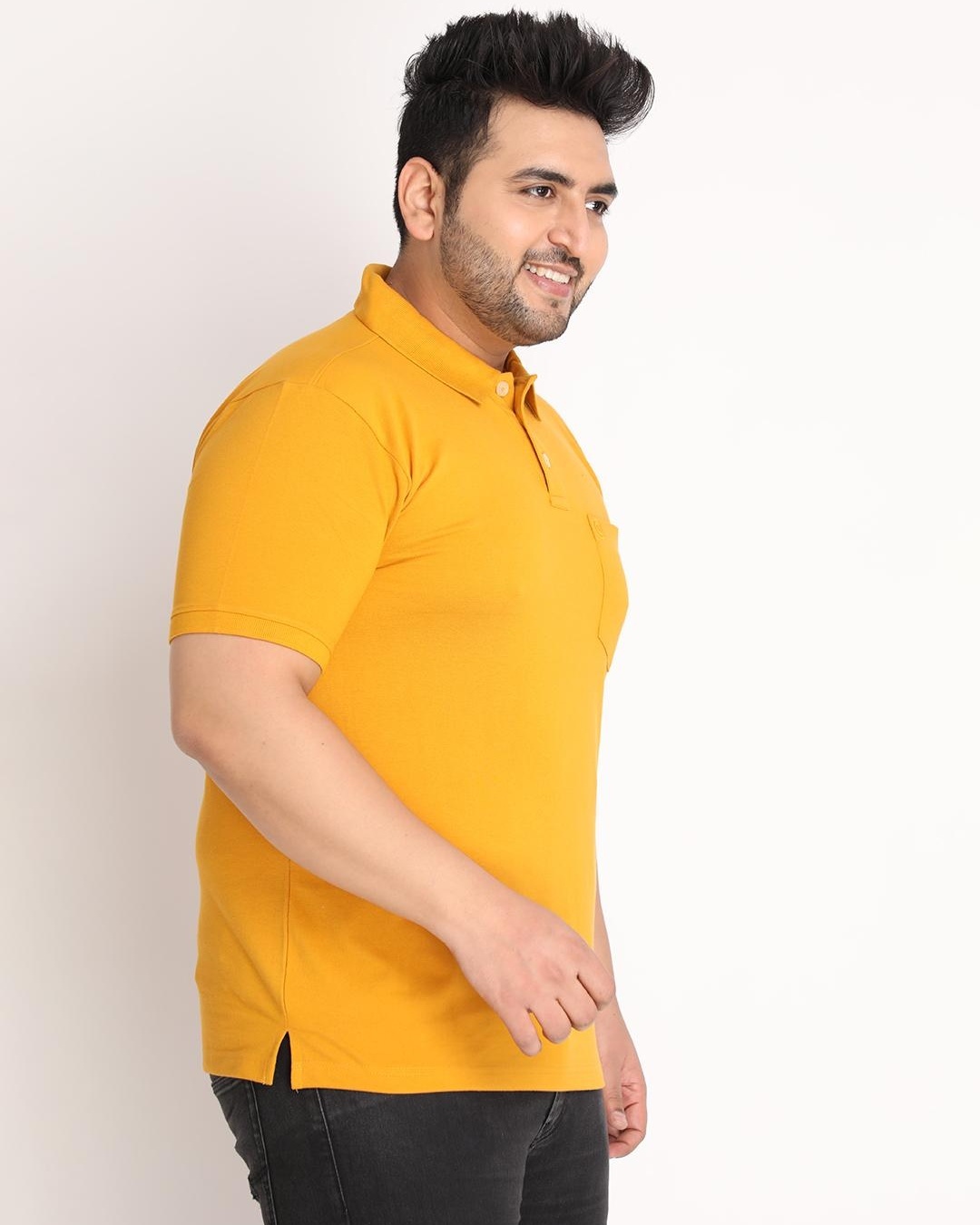 Shop Men's Yellow Plus Size Polo T-shirt-Back