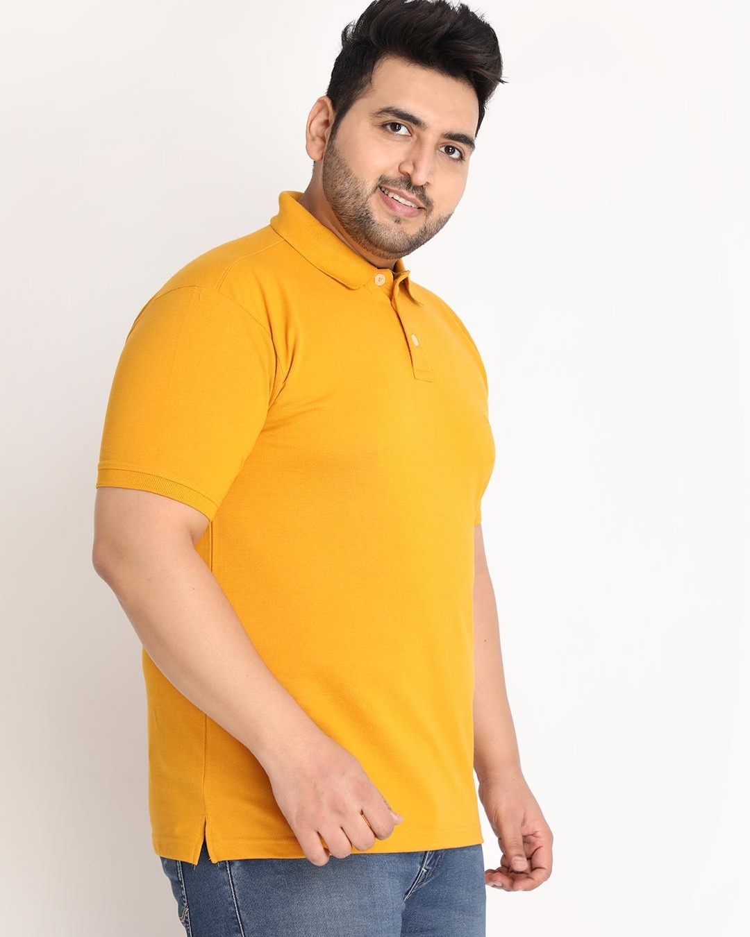 Shop Men's Yellow Plus Size Polo T-shirt-Back