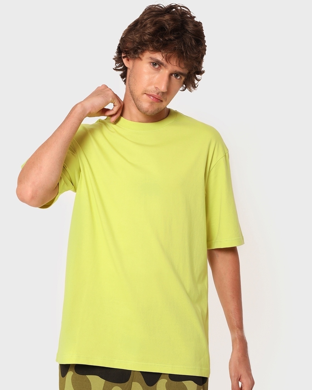 Shop Men's Yellow Oversized T-shirt-Back