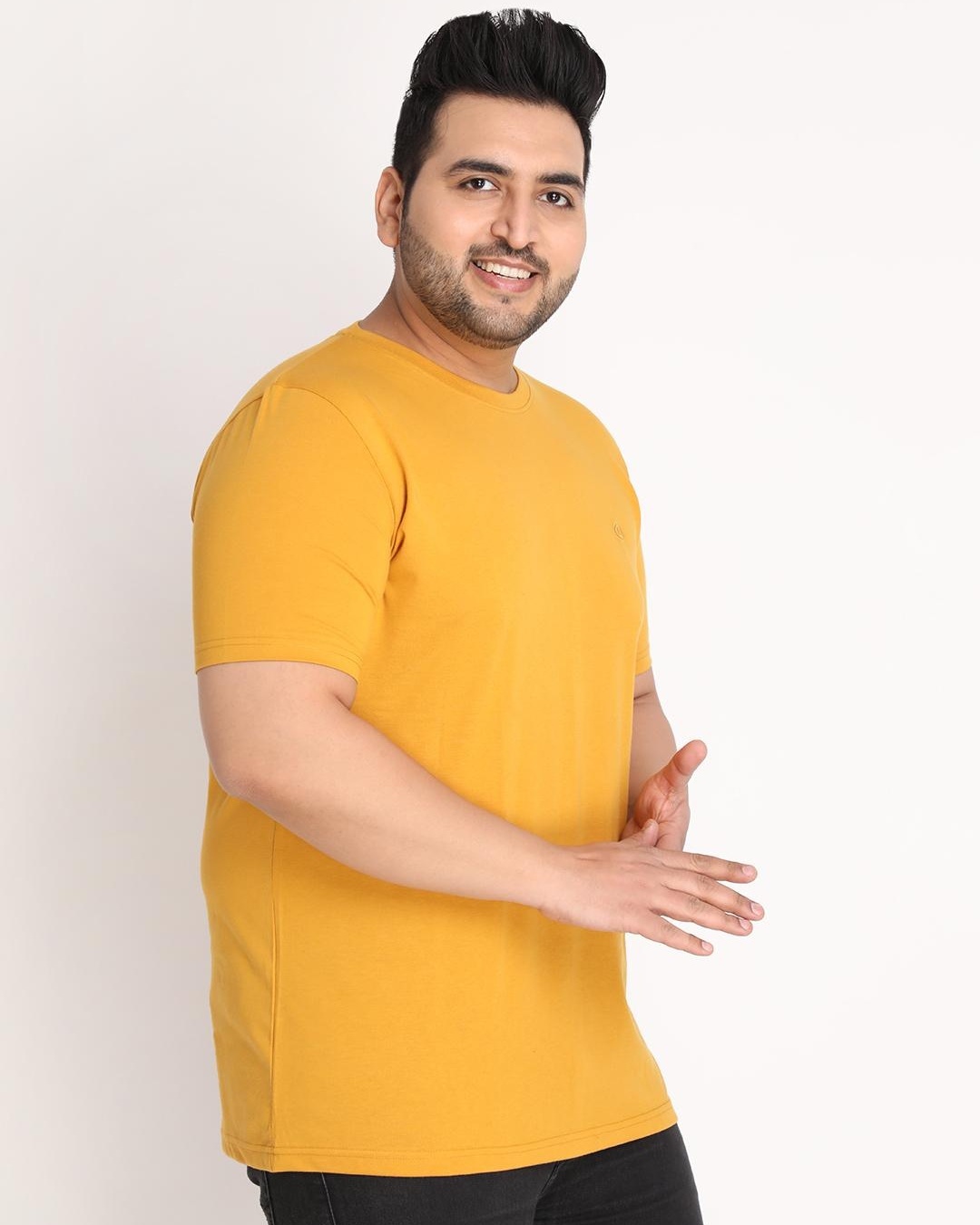 Shop Men's Yellow Plus Size T-shirt-Back