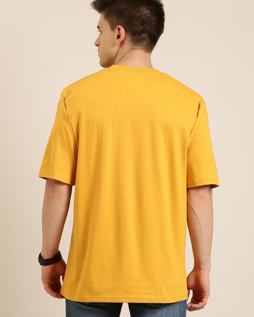 Shop Men's Yellow Oversized T-shirt-Back