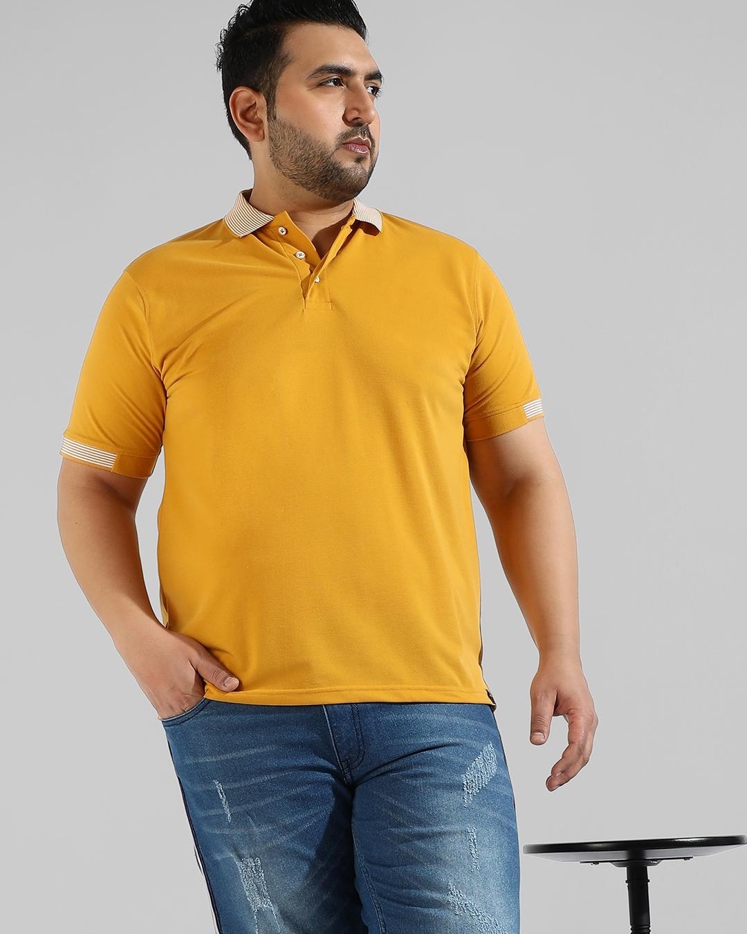 Buy Men's Yellow Plus Size T-shirt Online at Bewakoof