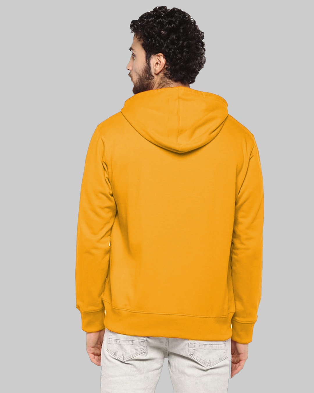 Shop Men's Yellow Printed Regular Fit Hoodie-Back