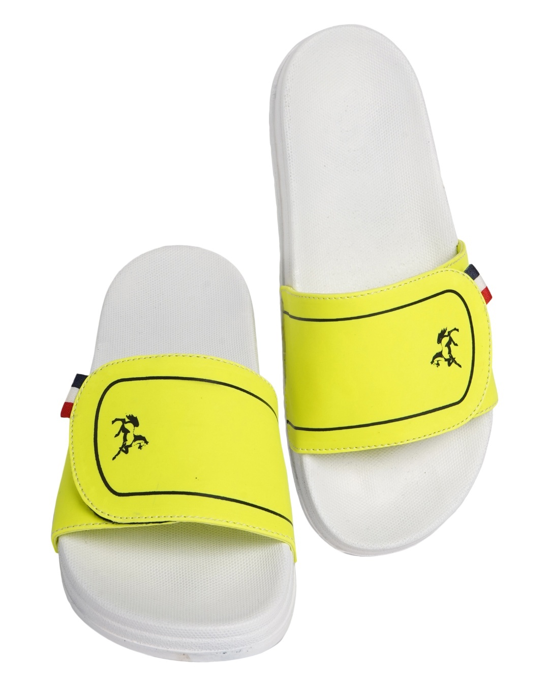 Shop Men's Yellow Printed Velcro Sliders-Back