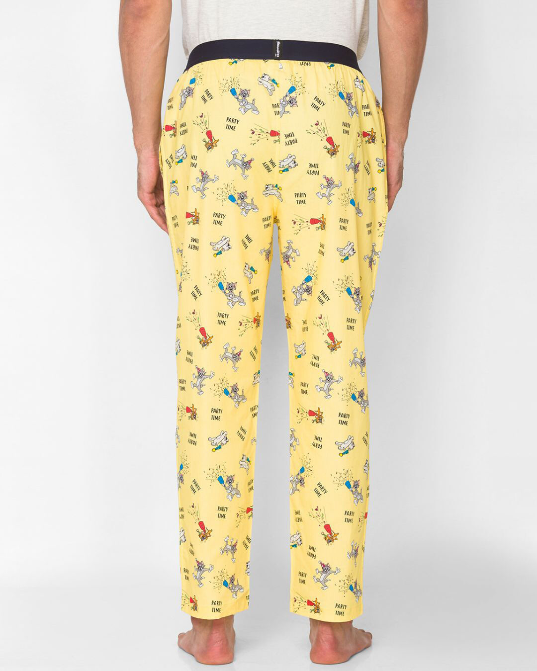 Shop Men's Yellow Regular Fit Printed Pyjamas-Back