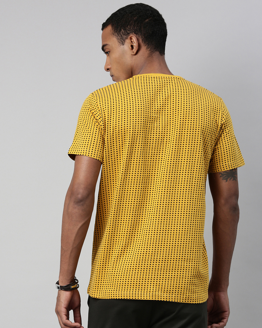 Shop Men's Yellow Regular Fit Printed T-shirt-Back